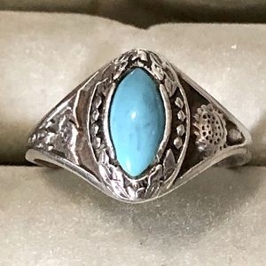 Turquoise Color Silver 925 Native Ring Size 10